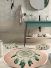 Tüy Desenli Pamuk Taban Yuvarlak Banyo Halısı (100X100-60X60-40X60 CM 3'LÜ SET)