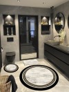 Lovely - Krem Kaymaz Taban Yuvarlak Banyo Halısı (100X100-60X60-40X60 CM 3'LÜ SET)