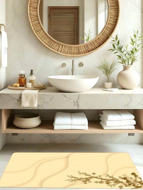 Kumsal - 80x120 cm, Kaymaz, Pamuk Dokuma Taban, Banyo Halısı