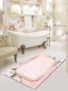 Pembe Yaprak, 80x120cm Kaymaz Taban Banyo Paspası