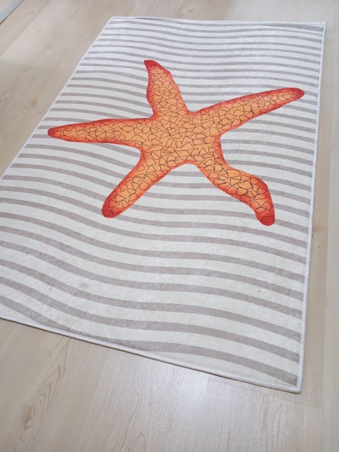Deniz Yıldızı, 80x120cm Kaymaz, Dökülmez, Pamuk Dokuma Taban Banyo Halısı, Banyo Paspası