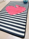 Kalp, 70x120cm Kaymaz  Taban Yıkanabilir Banyo Halısı
