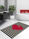 Kalp, 70x120cm Kaymaz  Taban Yıkanabilir Banyo Halısı