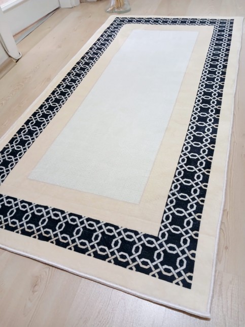 Bambu, Krem, Organik Pamuk Taban, Kaymaz, Banyo Halısı(80X150 CM)