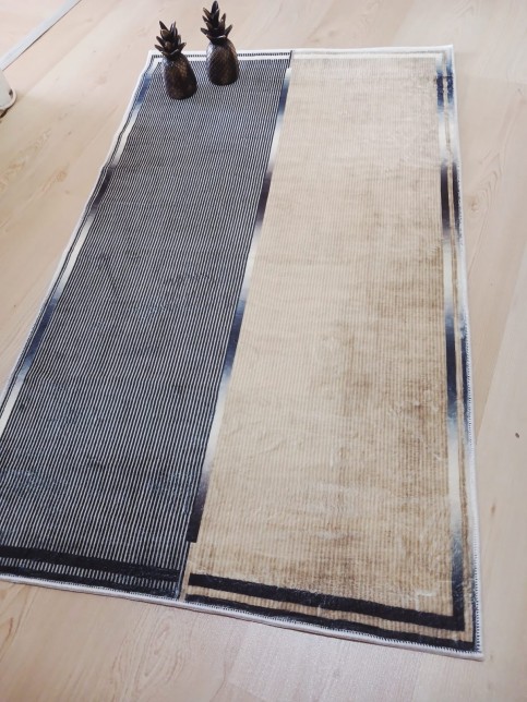 Paye (Gold-Lacivert) - Bambu, Pamuk Dokuma Taban (70x120 cm) Banyo Halısı