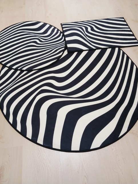 Zebra, Kaymaz Taban 3'lü Banyo Halısı Set, Banyo Paspas Takımı (100X100-60X60-40X60CM)