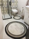 Lovely - Krem Kaymaz Taban Yuvarlak Banyo Halısı (100X100-60X60-40X60 CM 3'LÜ SET)