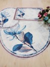 ulu Boya - Kaymaz Taban 3'lü Yuvarlak Banyo Halısı, Banyo Paspası (100X100-60X60-40X60 CM 3'LÜ SET)