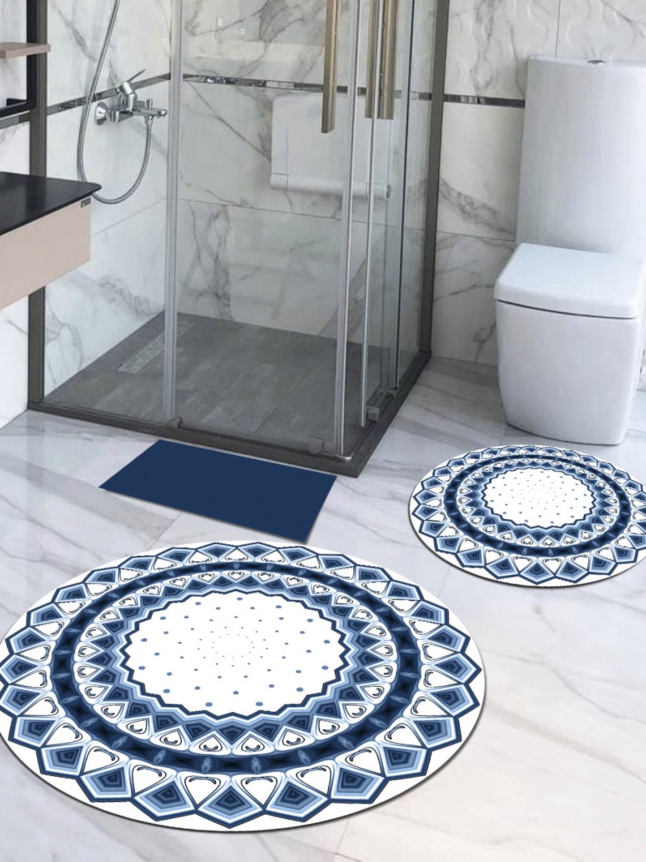 La Pelosa, Kaymaz, Pamuk Taban Yuvarlak Banyo Halısı (100x100-60x60-40x60 Cm 3'lü Set)