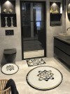  Kristal - Krem, Pamuk Dokuma Taban Yuvarlak Banyo Halısı (100X100-60X60-60X40) 3'lü Set