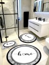 Home, Pamuk Dokuma Taban Yuvarlak Banyo Halısı (100X100-60X60-40X60 CM 3'LÜ SET)