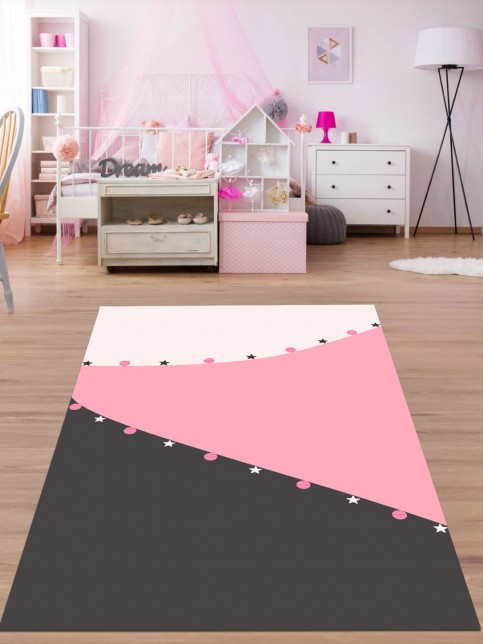 Yıldız - Makinede Yıkanabilir, Ince, Kaymaz Tabanlı, Çocuk Odası Halısı