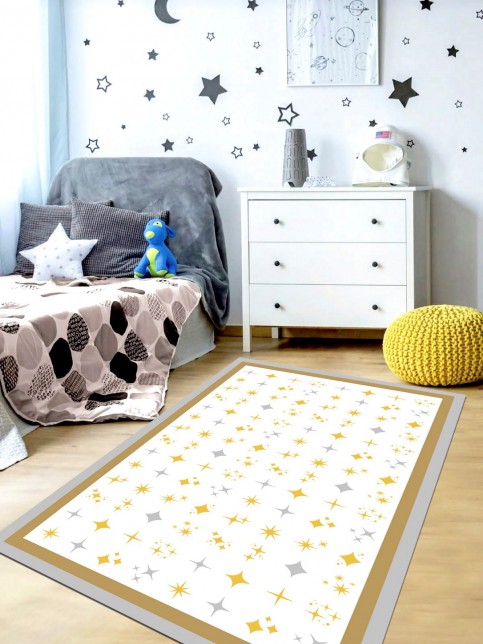Star Light - Makinede Yıkanabilir, Ince, Kaymaz Tabanlı, Çocuk Odası Halısı