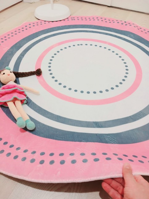 Soft Pembe - Makinede Yıkanabilir, İnce, Kaymaz Tabanlı, Kız Çocuk Odası Halısı