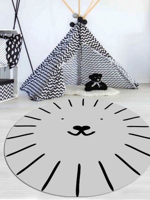 Kedi Figür - Makinede Yıkanabilir, İnce, Kaymaz Tabanlı, Çocuk Odası Halısı