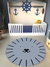 Kedi Figür - Makinede Yıkanabilir, İnce, Kaymaz Tabanlı, Çocuk Odası Halısı