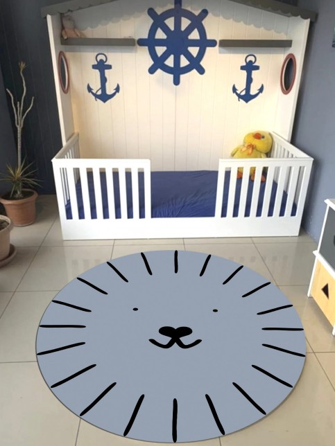 Kedi Figür - Makinede Yıkanabilir, İnce, Kaymaz Tabanlı, Çocuk Odası Halısı