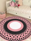 Pembe Daireler, Kaymaz, Ince, Makinede Yıkanabilir, Dokuma Taban, Kız Çocuk Halısı