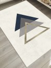 Geometrik Şekiller, Kaymaz, Ince, Makinede Yıkanabilir, Pamuk Dokuma Taban, Genç, Çocuk Halısı
