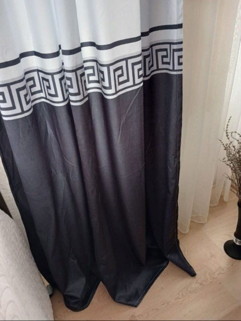 Zincir , Dijital Baskılı, Kadife Kumaş, Salon, Yatak Odası Çift Kanat Fon Perde