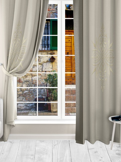 Damask, Kadife Kumaş, Dijital Baskılı, Çift Kanat Fon Perde