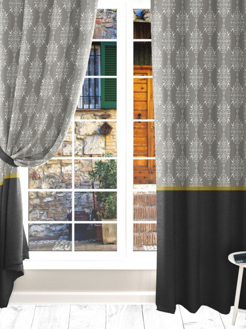 Damask Gold, Kadife Kumaş, Dijital Baskılı, Çift Kanat Fon Perde