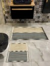 Paye (Gold-Lacivert) - Bambu, Pamuk Dokuma Taban (70x120 cm) Banyo Halısı