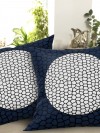 2'li Taş Desenli, (Mavi) Kadife Kumaş Kırlent Kılıfı (43x43 cm) - Çift Taraflı Baskı
