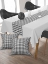 Kaz Ayağı, Pamuklu Kumaş, Balkon, Bahçe, Mutfak Runner Ve 2'li Kırlent Kılıf Set