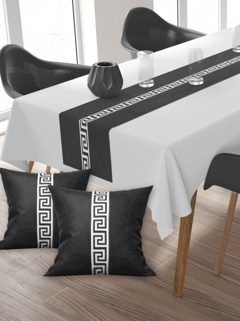 Versa, Pamuklu Kumaş, Balkon, Bahçe, Mutfak Runner Ve 2'li Kırlent Kılıf Set