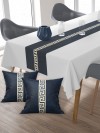 Versa, Pamuklu Kumaş, Balkon, Bahçe, Mutfak Runner Ve 2'li Kırlent Kılıf Set