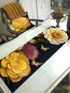Çiçekler, Pamuklu Kumaş, Balkon, Bahçe, Mutfak Runner Ve 2'li Kırlent Kılıf Set