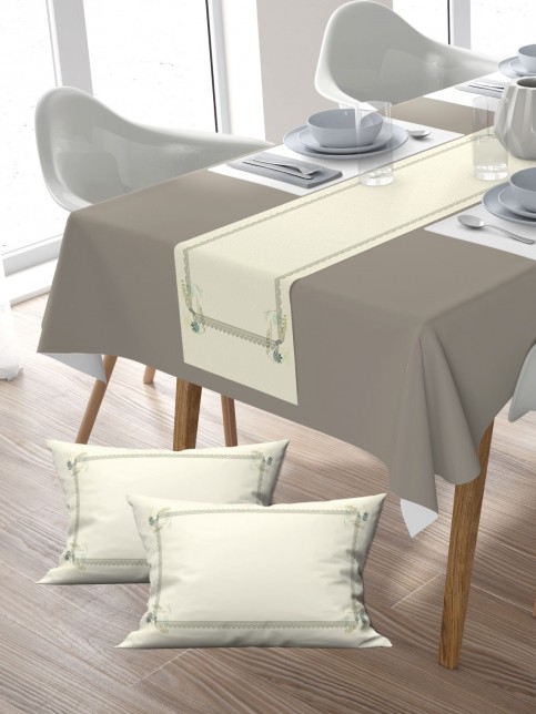 Pötikare, Dertsiz Kumaş, Balkon, Bahçe, Mutfak Runner ve 2'li Kırlent Kılıf Set