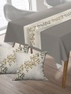 Sarmaşık, Pamuklu Kumaş, Balkon, Bahçe, Mutfak Runner Ve 2'li Kırlent Kılıf Set