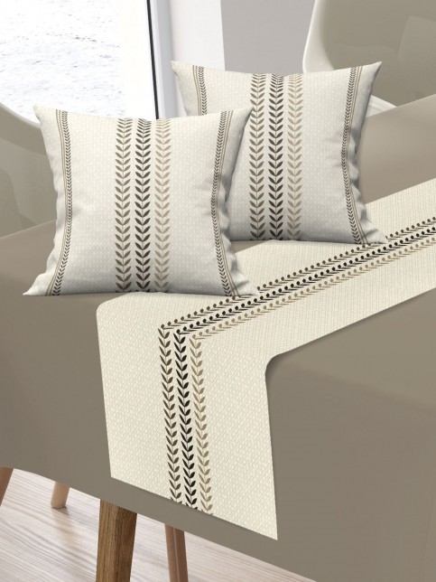 Yön Çizgili Mikro Fiber Kumaş, Balkon, Bahçe, Mutfak Runner ve 2'li Kırlent Kılıf Set