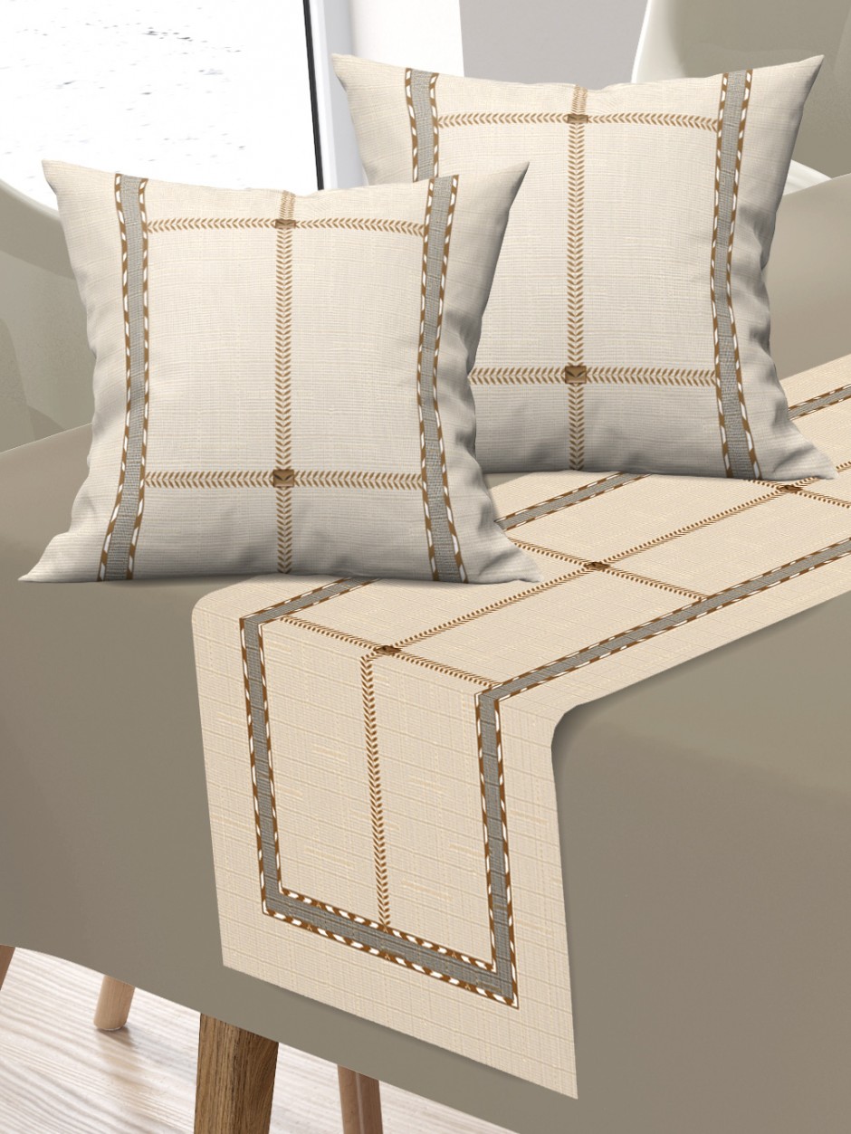 Kadife Kumaş, Balkon, Bahçe, Mutfak Runner ve 2'li Kırlent Kılıf Set