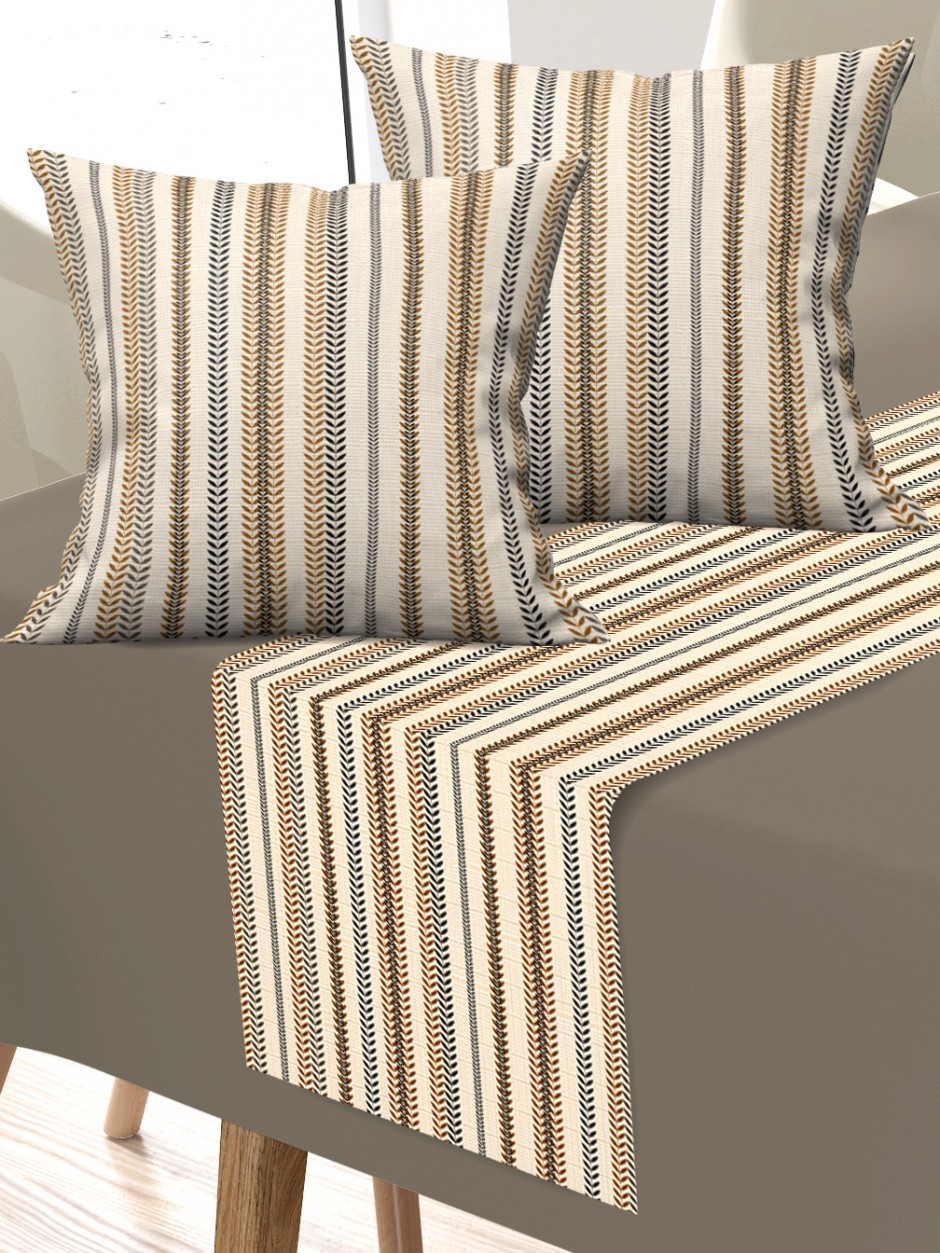 Kadife Kumaş, Balkon, Bahçe, Mutfak Runner ve 2'li Kırlent Kılıf Set