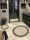 Patara - Kaymaz, Pamuk Taban Yuvarlak Banyo Halısı (100X100-60X60-40X60 CM 3'LÜ SET)