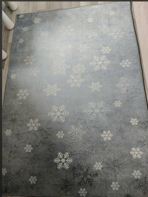 Kar Tanesi, Gri, Bambu Kumaş, Kaymaz Tabanlı, Antialerjik Çocuk Halısı