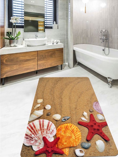Sea Stars 70x120cm Kaymaz Dökülmez, Yıkanabilir Taban Banyo Paspası