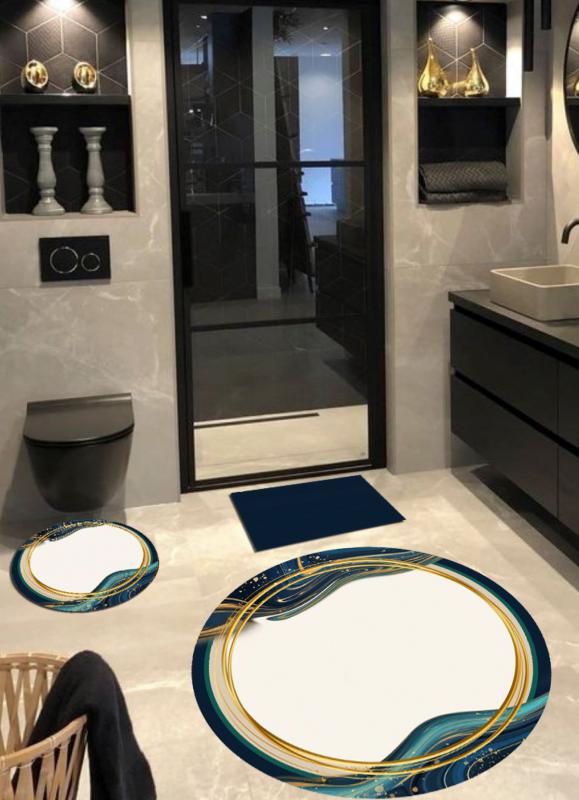 Aqua Marine Kaymaz Taban Yuvarlak Banyo Halısı, Banyo Paspası