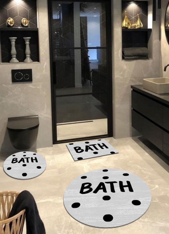 GRİ, BATH KAYMAZ, Pamuk Dokuma Taban  BANYO PASPASI-ARB8003