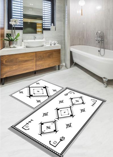 Etnik, Pamuk Dokuma Taban 2’li Banyo Halısı (60X100-40X60 CM 2’ Lİ SET) ARKL4095